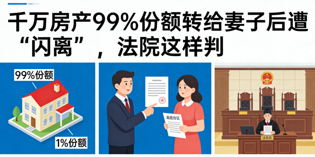 千万房产99%份额转给妻子后遭“闪离”，法院这样判